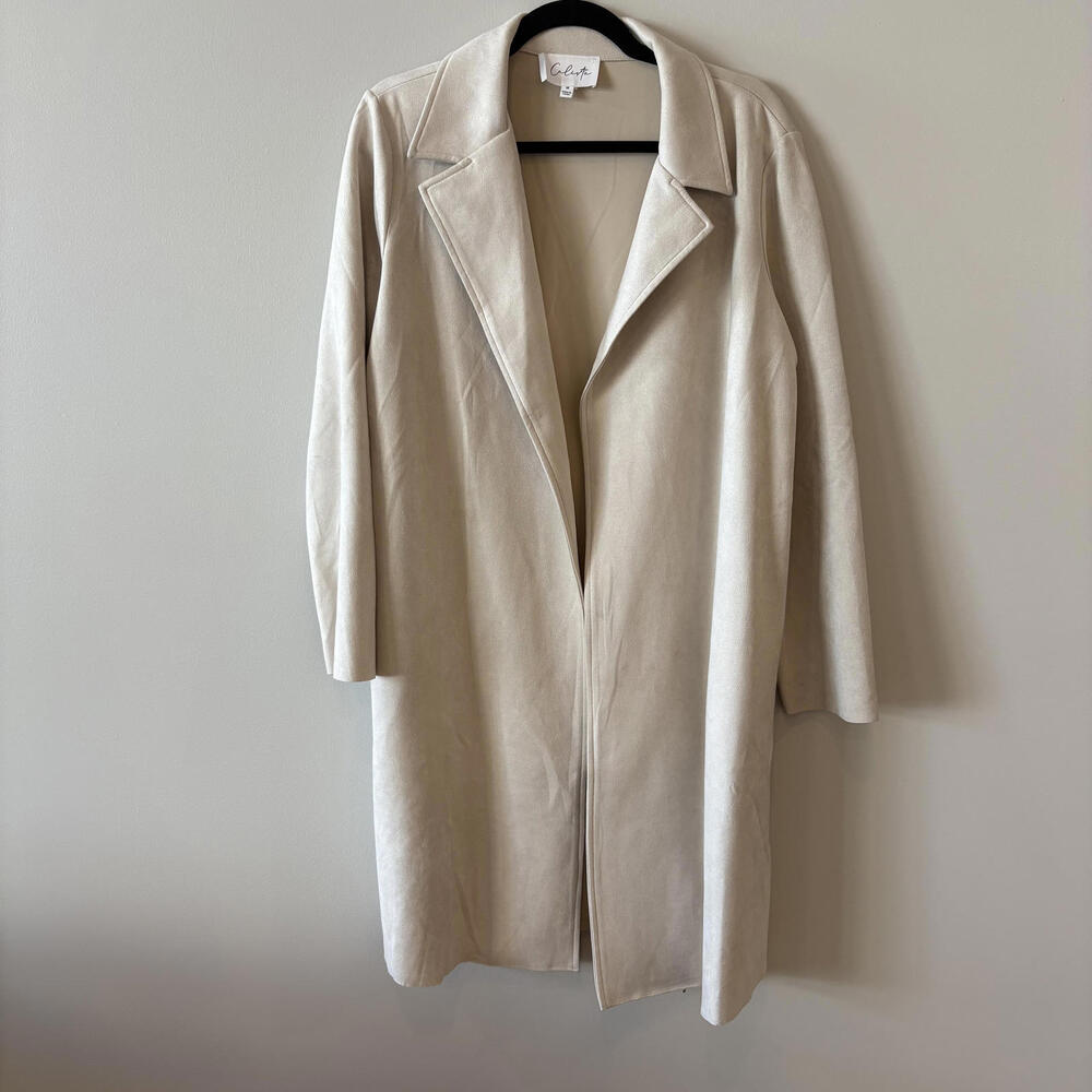 Calista Soft Faux Suede Duster Coat Neutral Taupe M